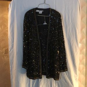 Black and gold sequin jacket & skirt
